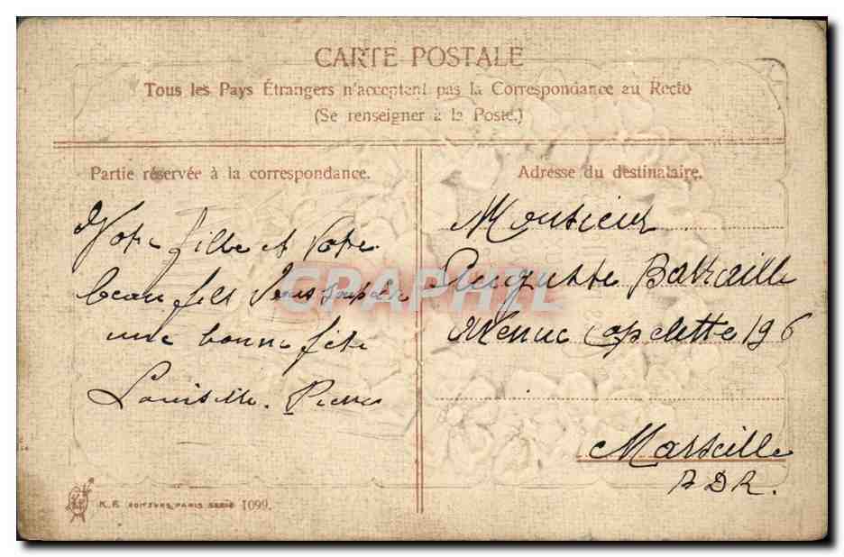 CPA Fantaisie Fleurs  — Verso