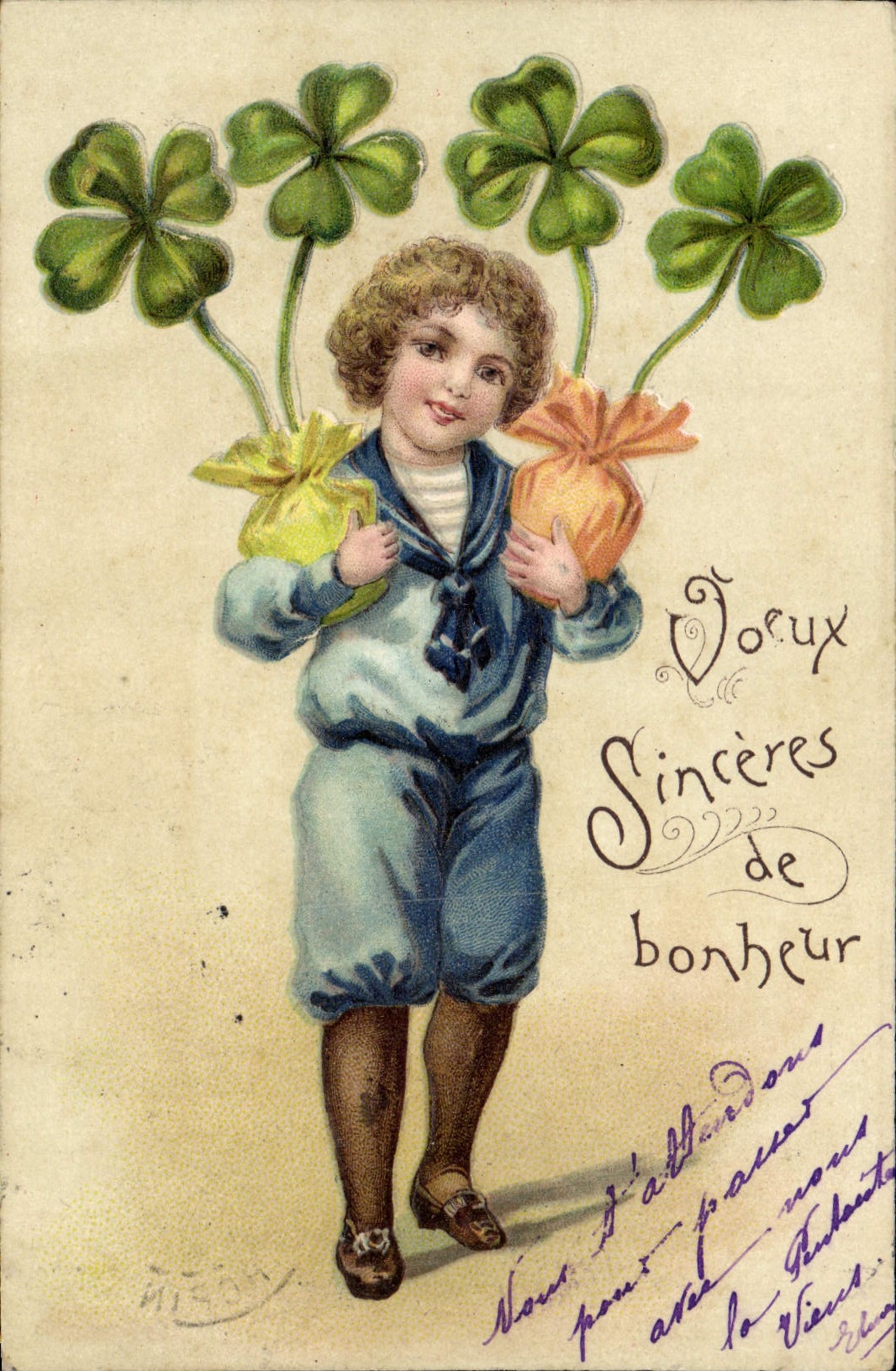 CPA Fantaisie Fleurs Enfant Trefle