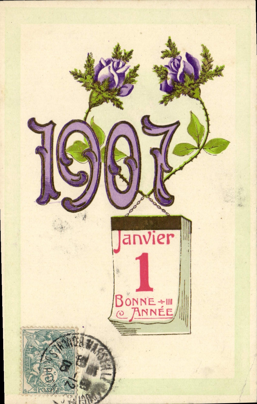 CPA Fantaisie Fleurs Annee 1907