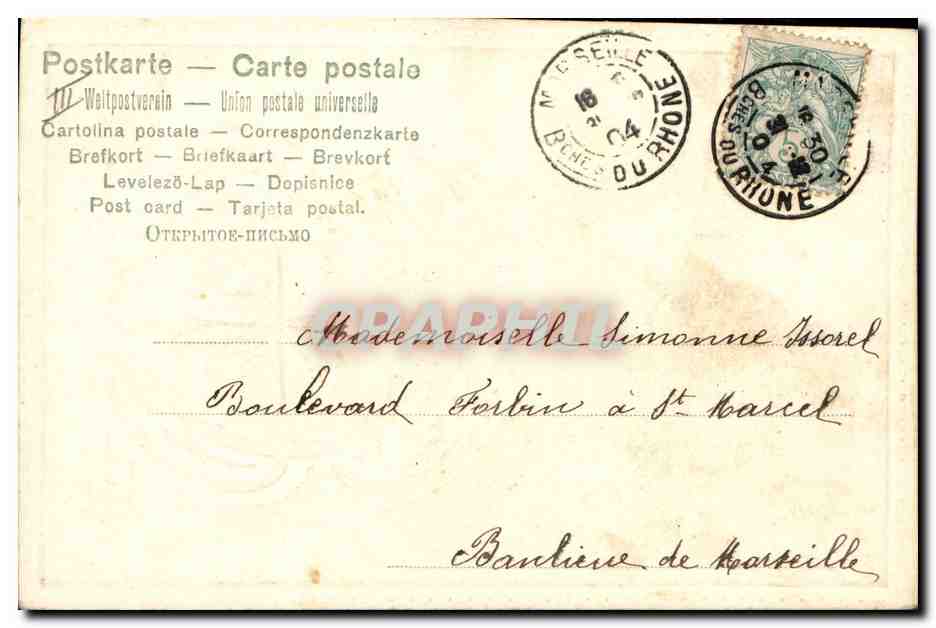 CPA Fantaisie Fleurs Trefle Annee 1905 — Verso