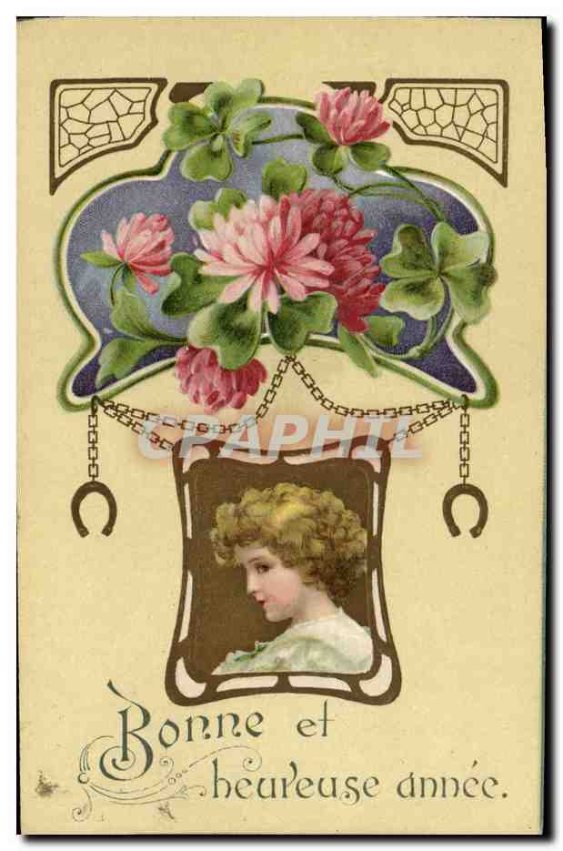 Fleurs et jeune femme — Bonne et heureuse année — Graphil