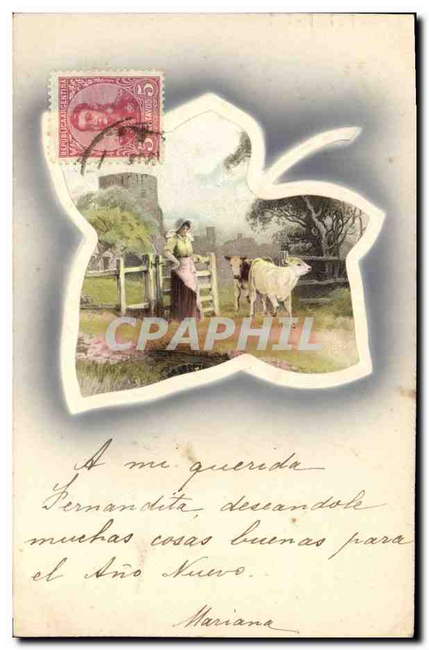 CPA Fantaisie Femme Vache 