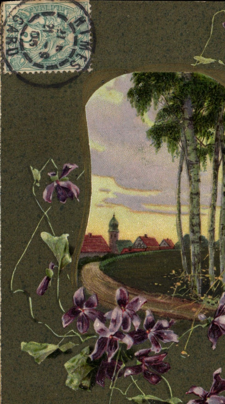 Vue de village à travers des arbres — éditeur W. 5317