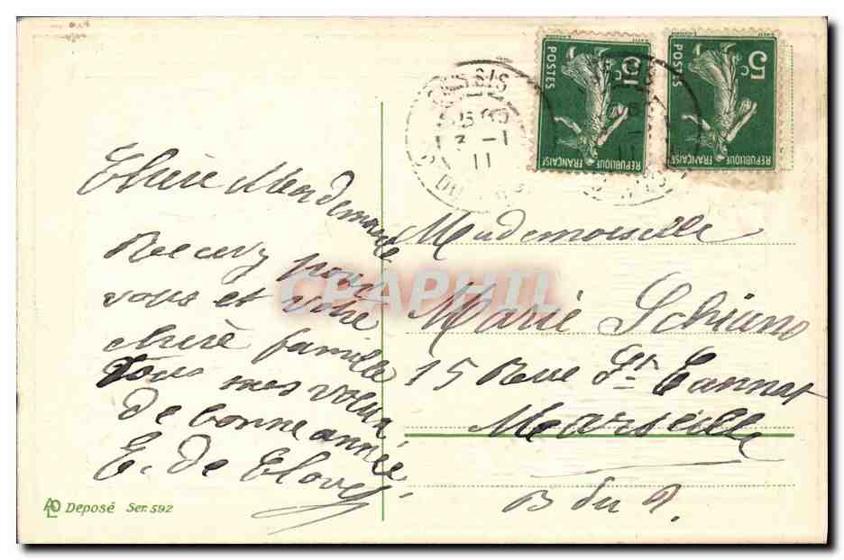 Violette — Bonne Année — Carte postale française — Reverso