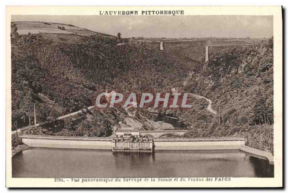 CPA Electricite Vue panoramique du barrage de la Sioule et du viaduc des Fades