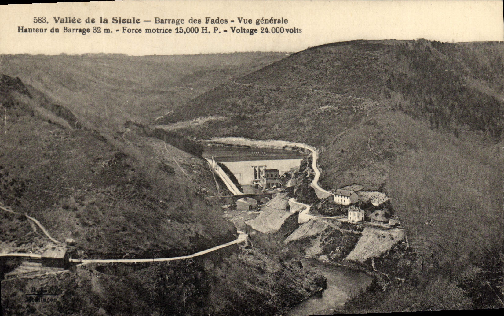 CPA Electricite Vallee de la Sioule Barrage des Fades Vue generale 