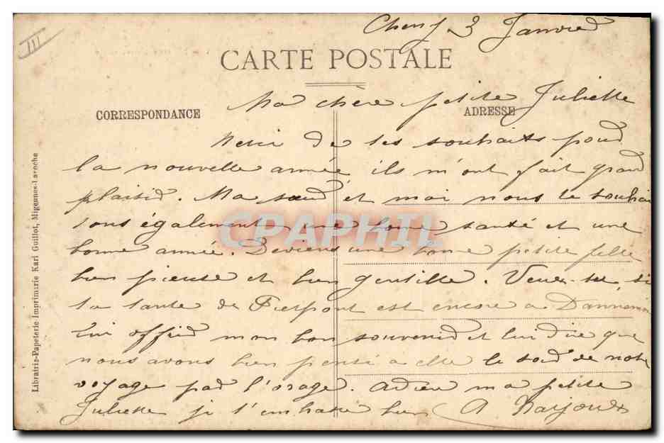 Cheny - L'Usine d'Electricité — Collection Karl Guillot, Migennes-Laroche — Verso