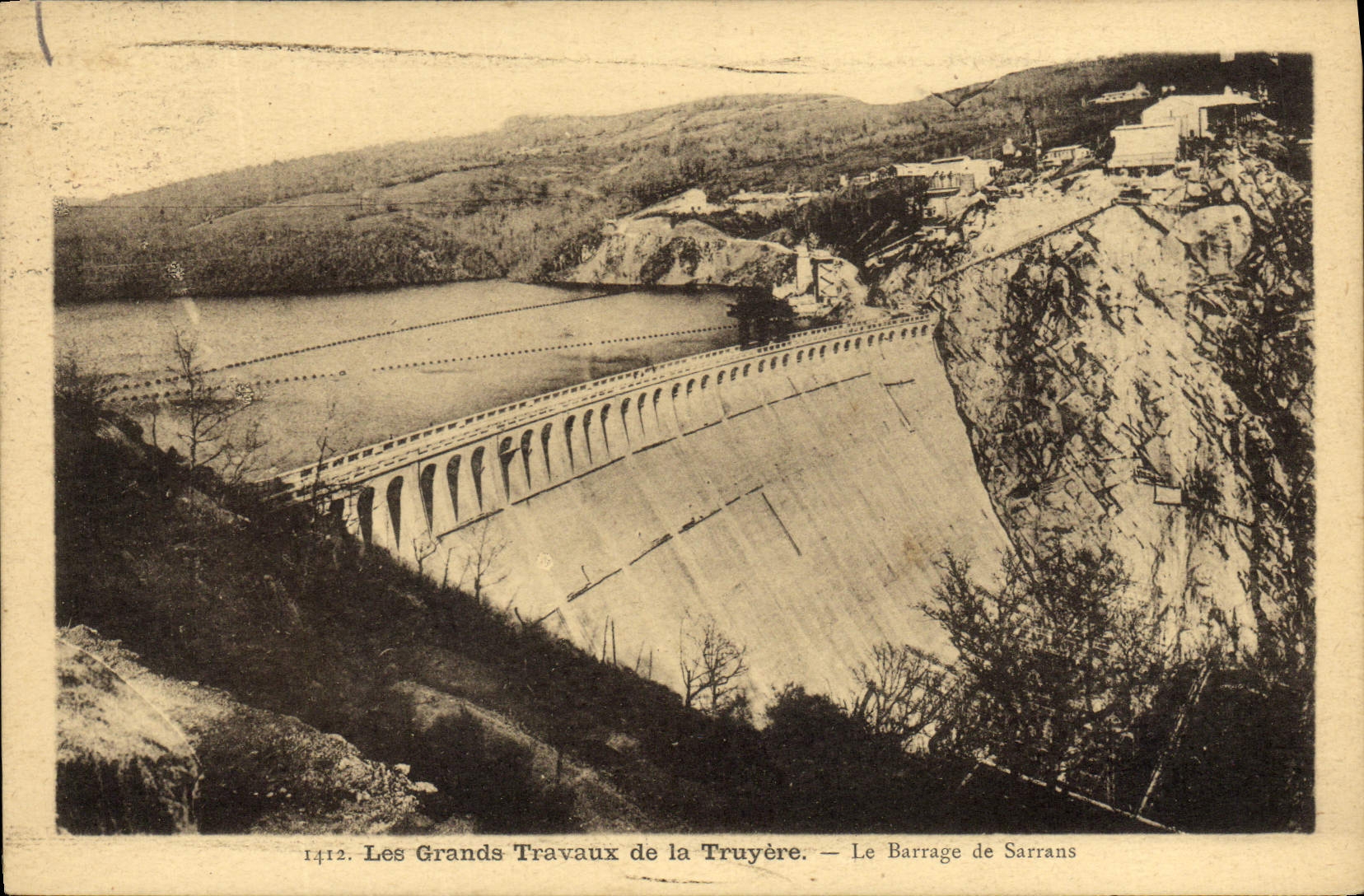 CPA Electricite Les grands travaux de la Truyere le barrage de Sarrans