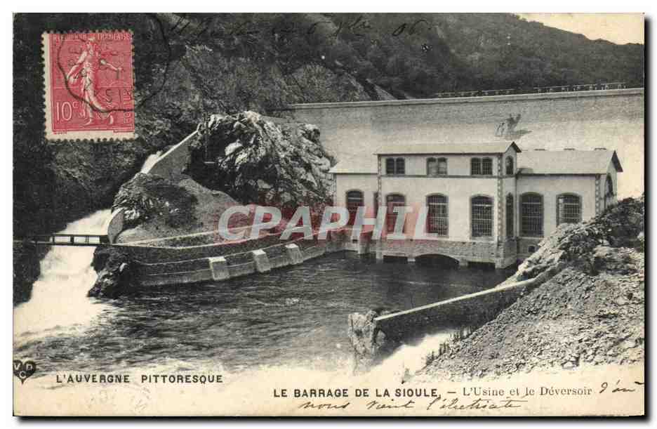 CPA Electricite Barrage de la Sioule l'usine et le deversoir
