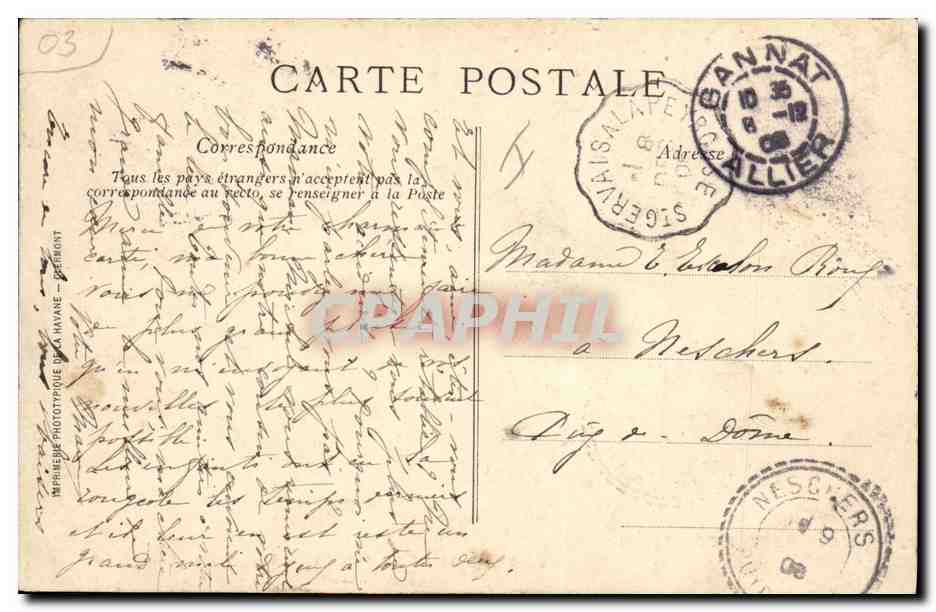 CPA Electricite Barrage de la Sioule l'usine et le deversoir — Verso