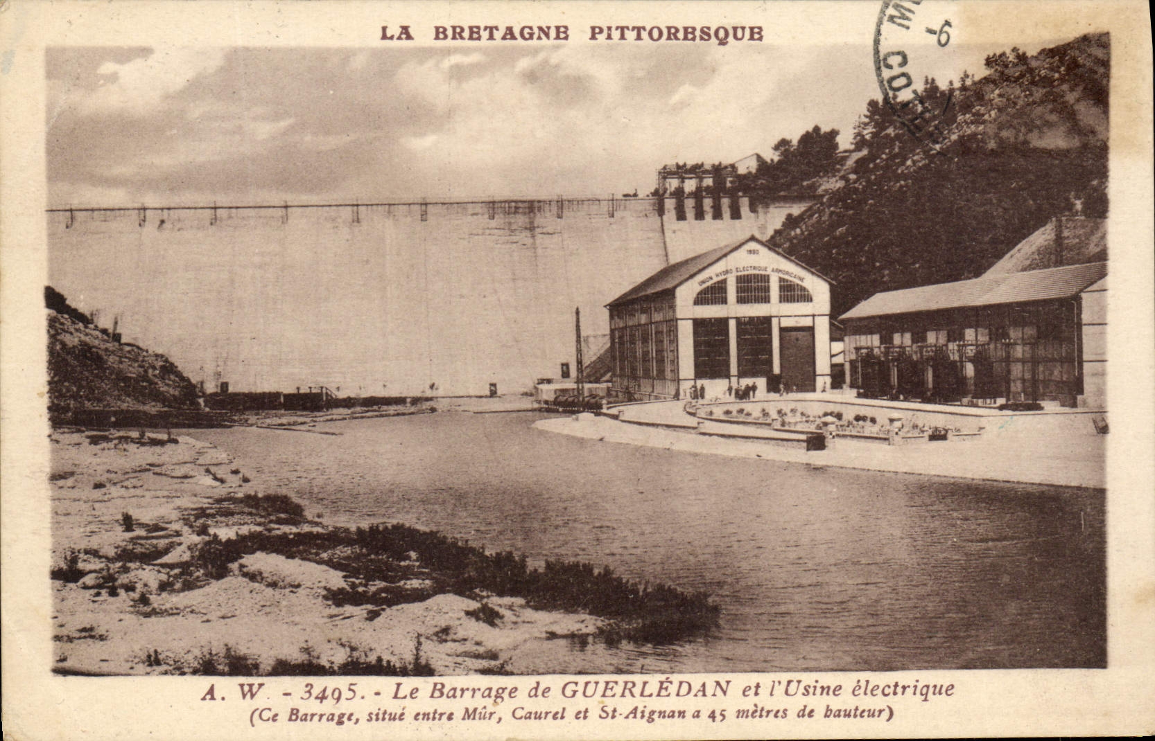 CPA Electricite Le barrage de Guerledan et l'usine electrique 