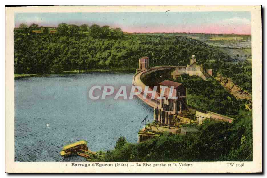 CPA Electricite Barrage d'Eguzon La rive gauche et la Vedette