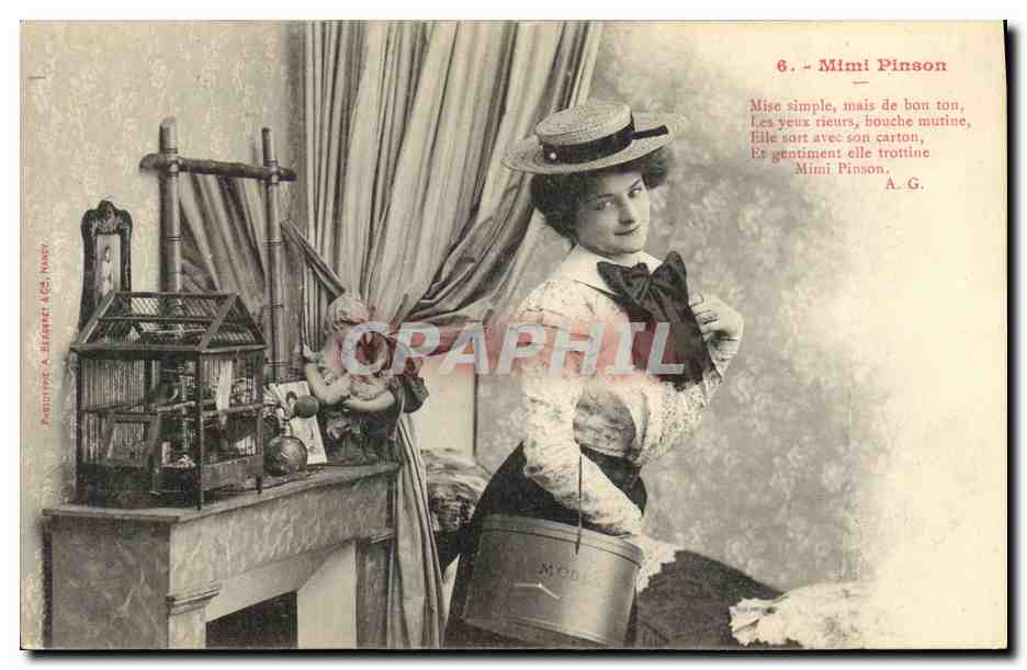 Mimi Pinson — Portrait de femme avec seau — Phototypie A. Berger & Cie, Nancy