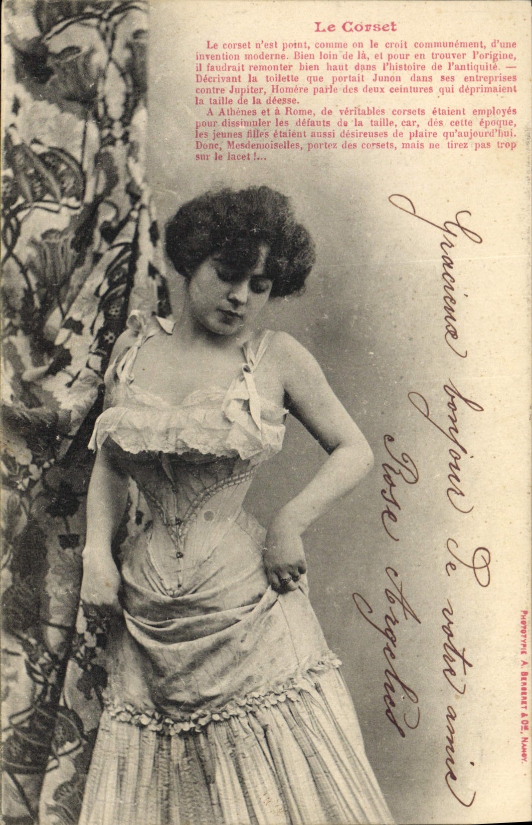 Femme en corset — Le Corset — Phototype A. Berbent, Namer