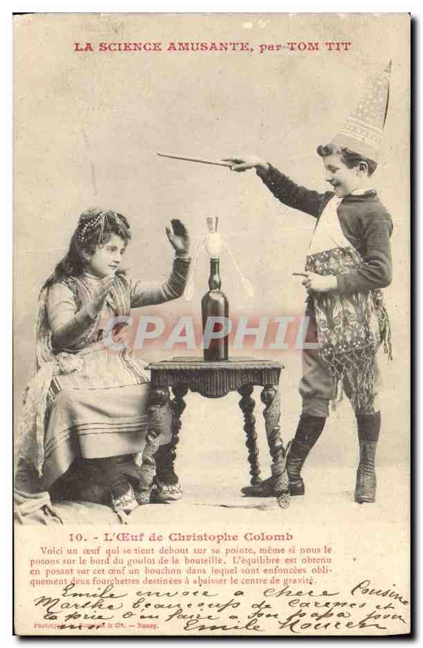 CPA Fantaisie Enfants La science amusante par Tom Tit L'oeuf de Christophe Colomb 