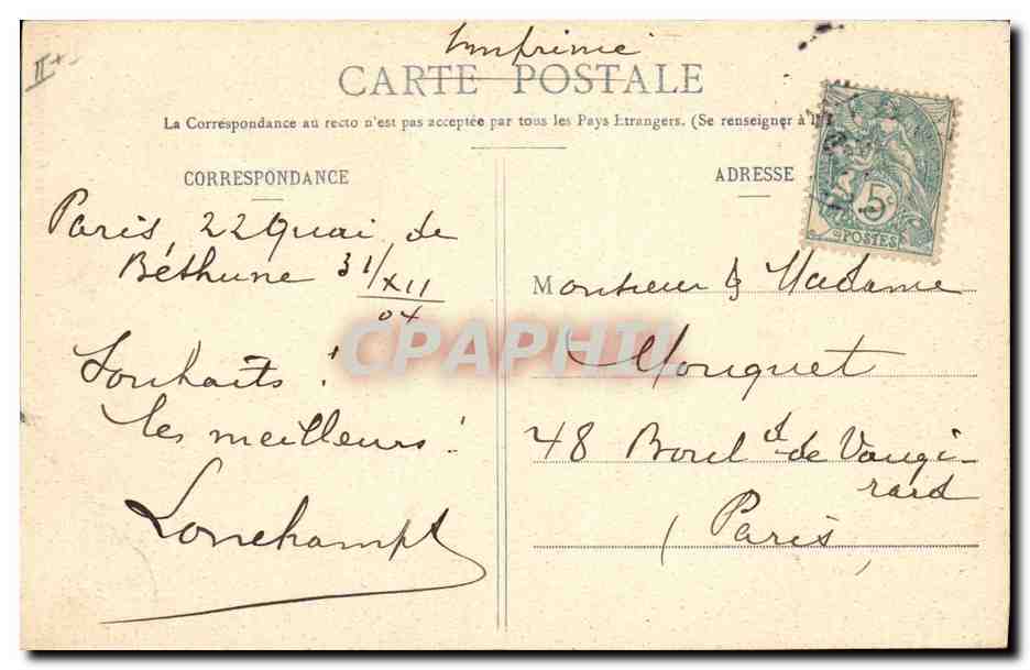 Ancêtre et enfant — Nouvel An 1905 — Phototypie A. Bergeret & Cie, Nancy — Reverso