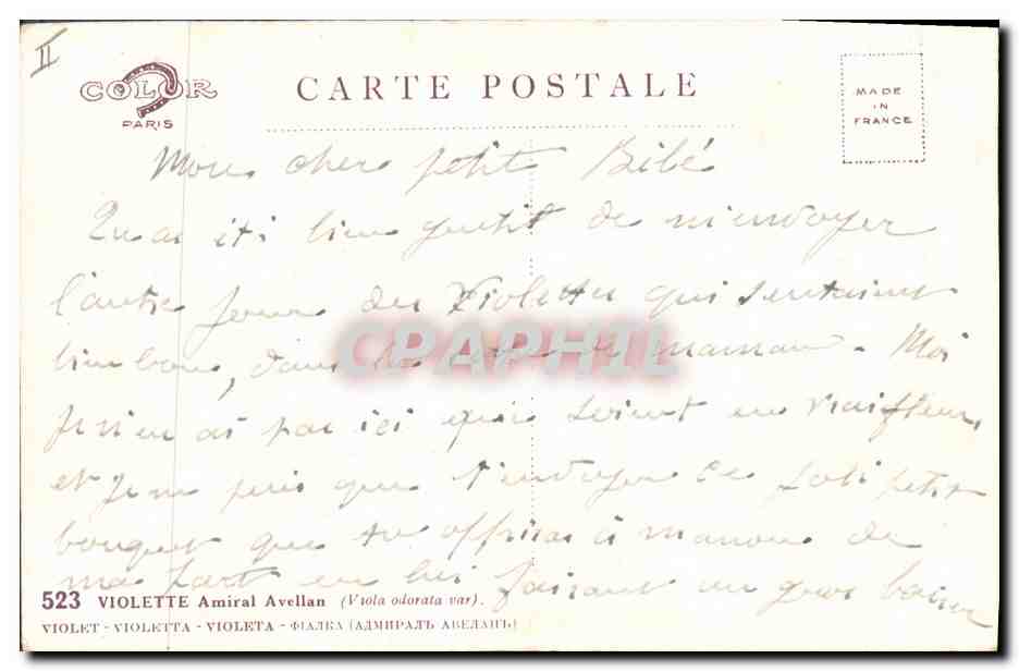 CPA Fantaisie Fleurs  — Rückseite