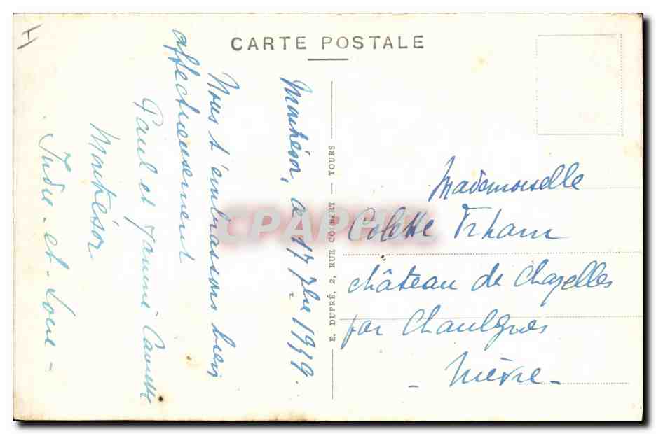 CPA Montresor L'eglise Le tombeau des Bastarbat  — Rückseite