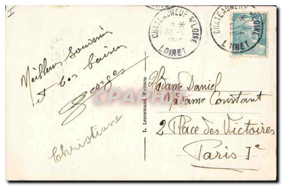 CPA Chateauneuf sur Loire Interieur de l'eglise Tombeau de marbre de Louis Phetypeaux de la Vrilliere  — Rückseite