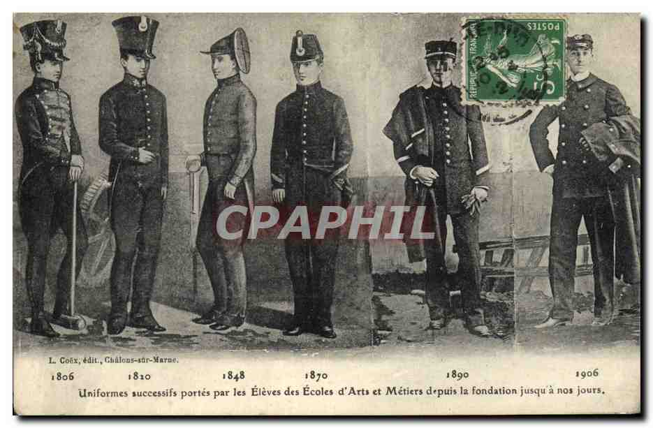 Uniformes successifs portés par les Élèves des Écoles d'Arts et Métiers depuis la fondation jusqu'à nos jours — L. Goëx, édit., Châlons-sur-Marne