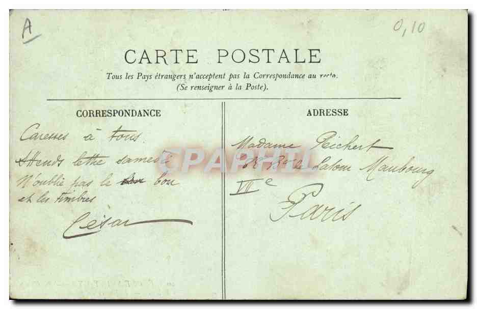 CPA Ecole Saint Cyr Au camp de Chalons Dejeuner en plein air Militaria — Rückseite