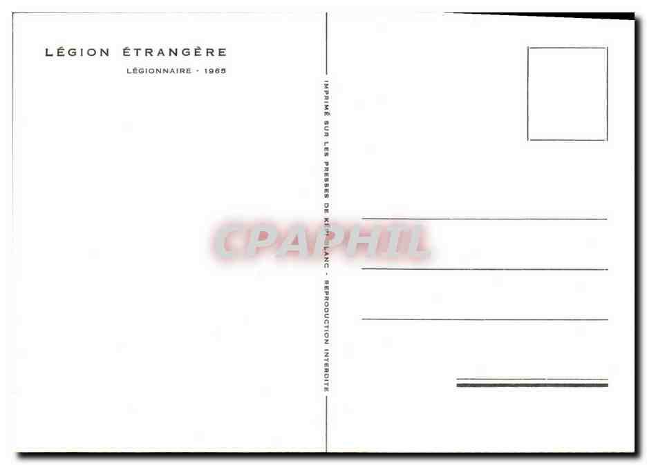 CPM Militaria Legion Etrangere 1965 — Rückseite
