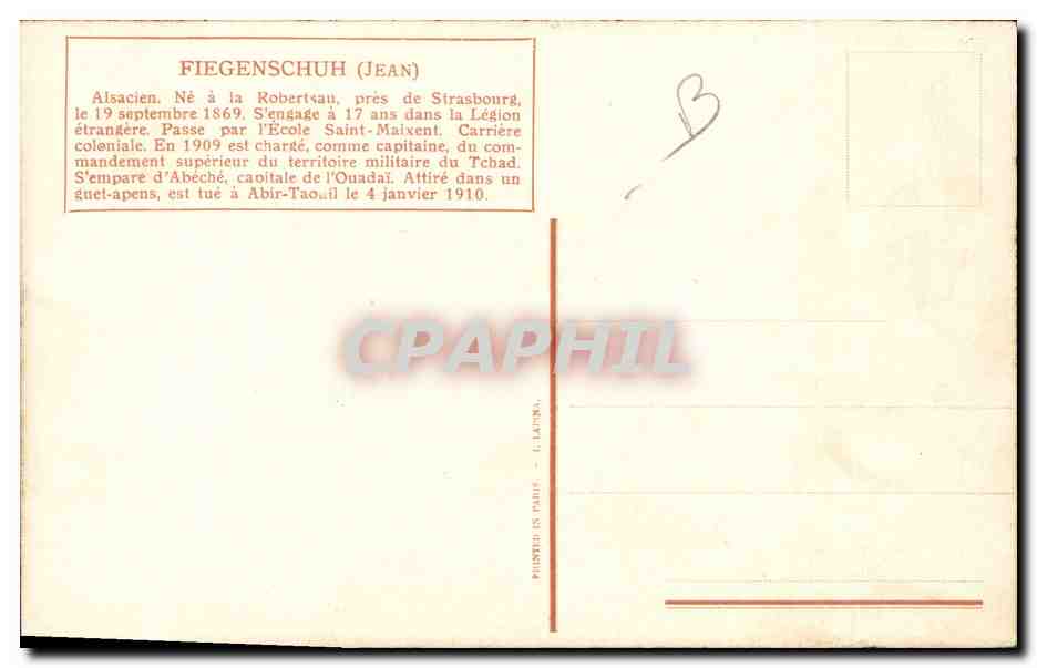 Soldat de la Légion étrangère — nuit étoilée — FIEGENSCHUH (JEAN) — Verso