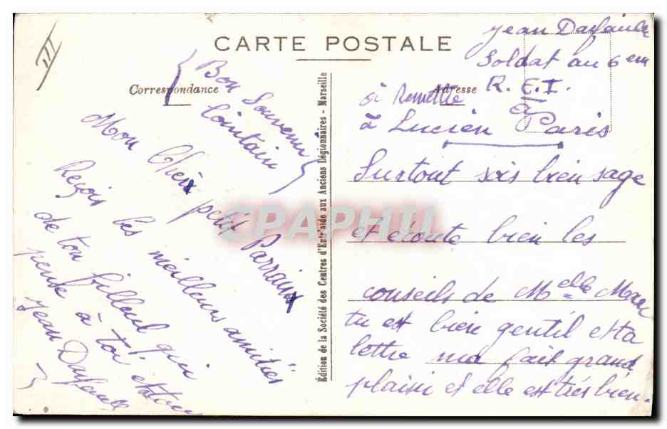 Légion Étrangère — 1er Régiment — Tambour en tenue de prise d'armes — P. Benigni — Verso