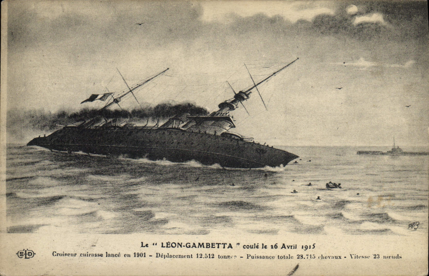 Le "LÉON-GAMBETTA" coulé — croiseur cuirassé — Éditeur ELD, n° 283