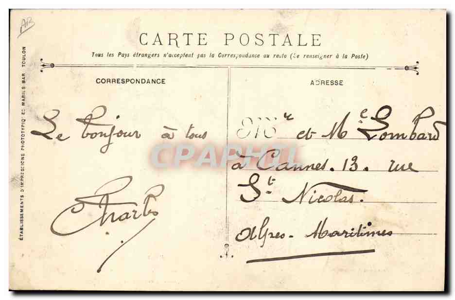 Catastrophe du cuirassé LIBERTÉ — 25 Septembre 1911 — Éditeur : Établissements d’Impression et Phototypie E. Maris Bar, Toulon — Reverso