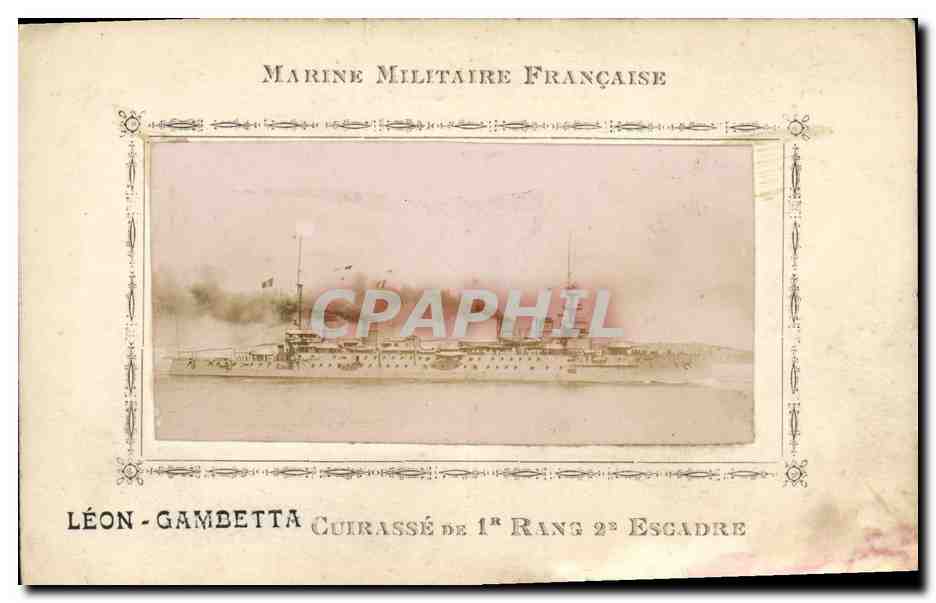 CPA Bateau Leon Gambetta Cuirasse de 1er rang 2eme Escadre 