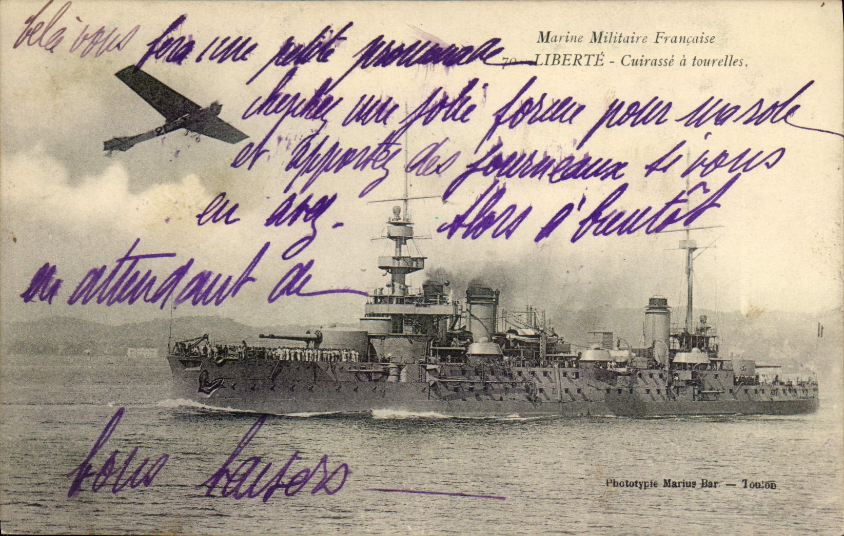 Cuirassé Liberté — Marine Militaire Française — Phototypie Marius Bar — Toulon