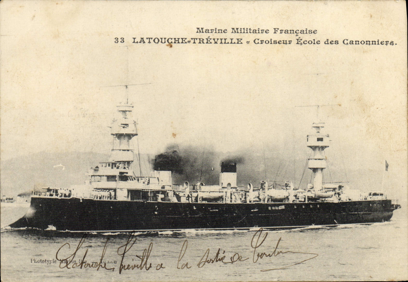 CPA Bateau Latouche Treville Croiseur Ecole des Canonniers 