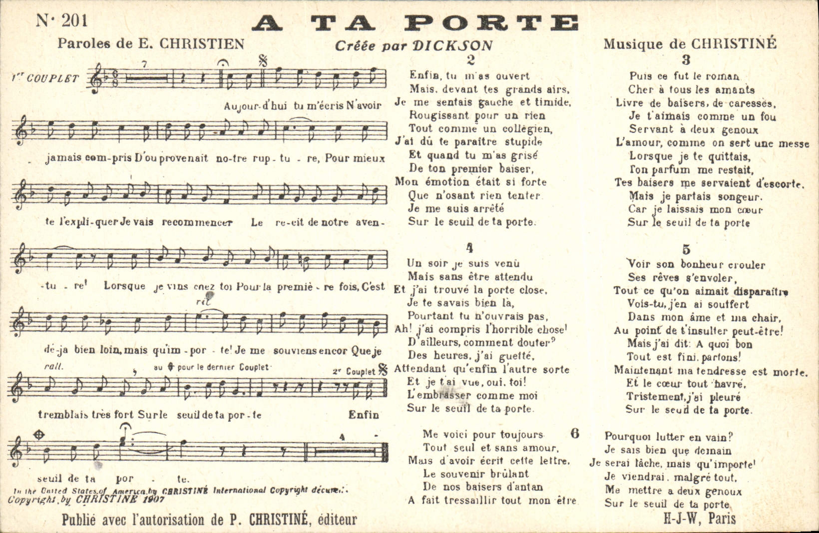 CPA A ta porte Christien Dickson Christine 
