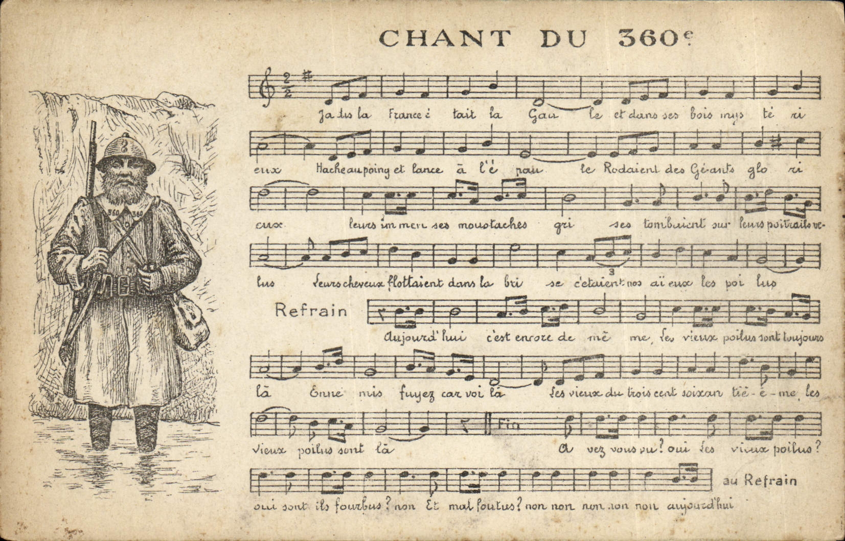 CPA Chant du 360eme Militaria Poilu Edition Dambrine Rue des Marais Les vieux poilus