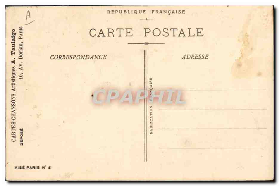 CPA Le Vin de la Victoire Favart Codini General de Castelnau Militaria  — Verso