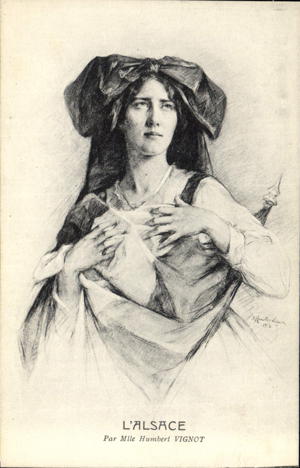 CPA Folklore Alsace par Mlle Humbert Vignot 