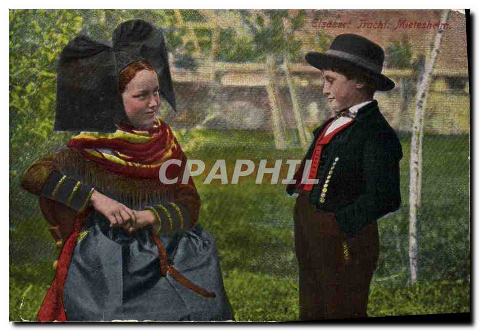 CPA Folklore Alsace Enfants 