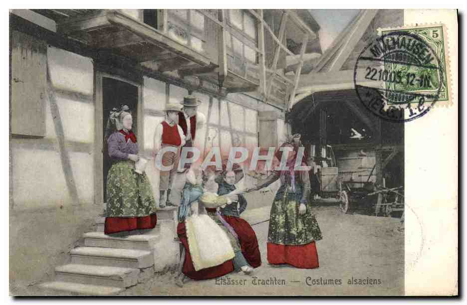 CPA Folklore Alsace Costumes Alsaciens 