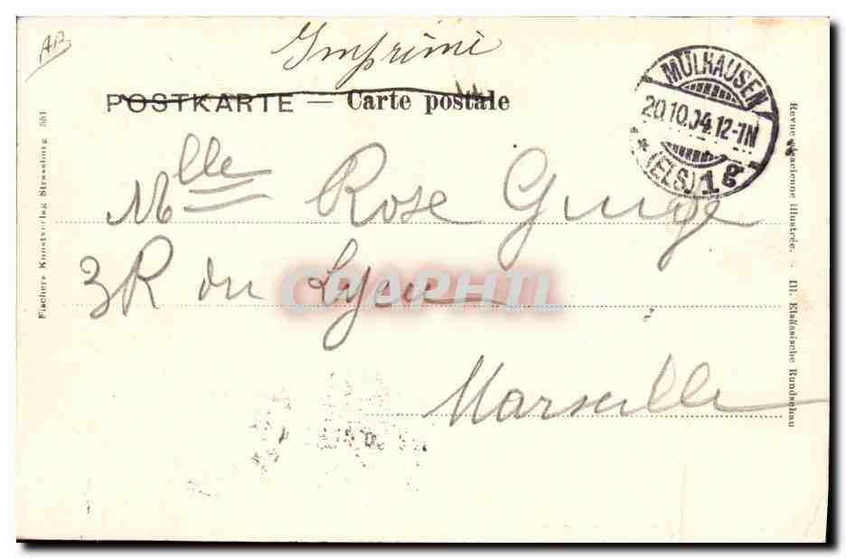 CPA Folklore Alsace Costumes Alsaciens  — Verso