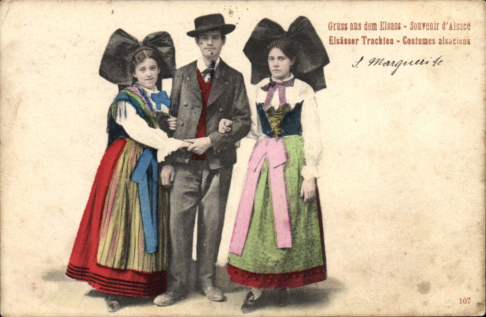 CPA Folklore Alsace Costumes Alsaciens 