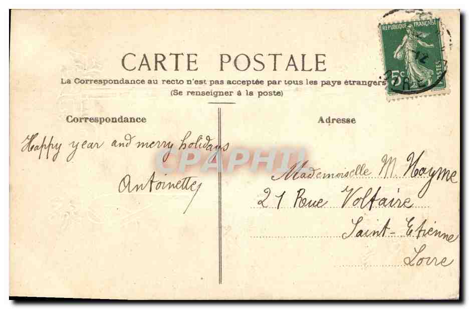 CPA Fantaisie Bonne annee — Rückseite