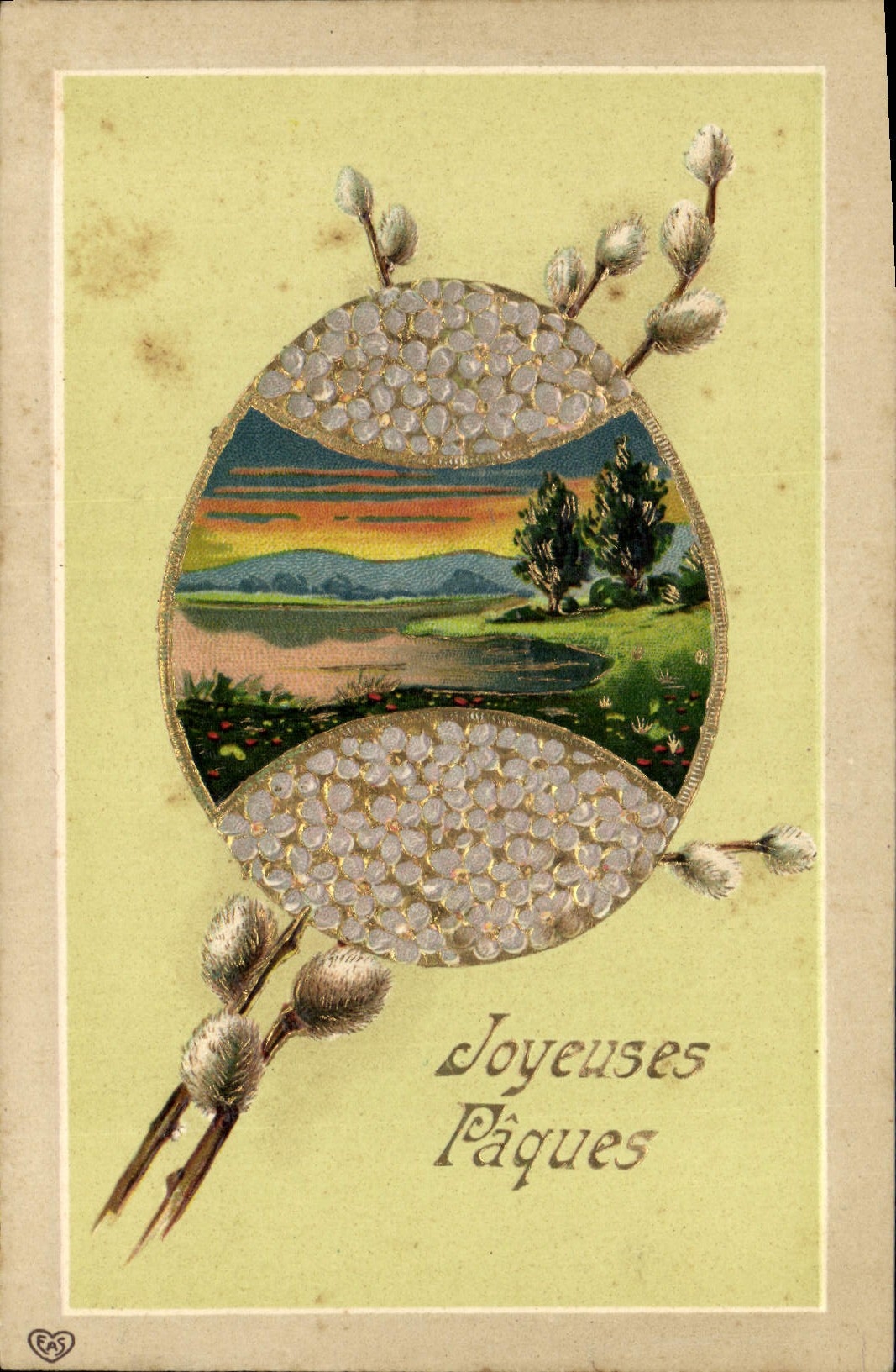 CPA Fantaisie Fleurs Oeuf Paques