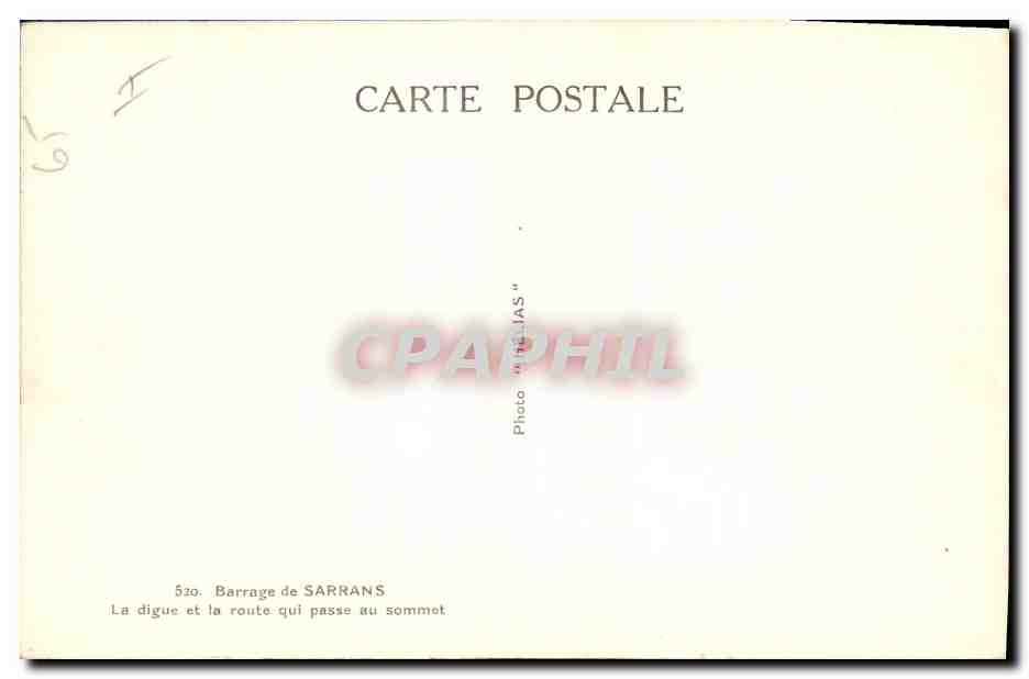 CPA Electricite Barrage de Sarrans La digue et la route qui passe au sommet — Rückseite