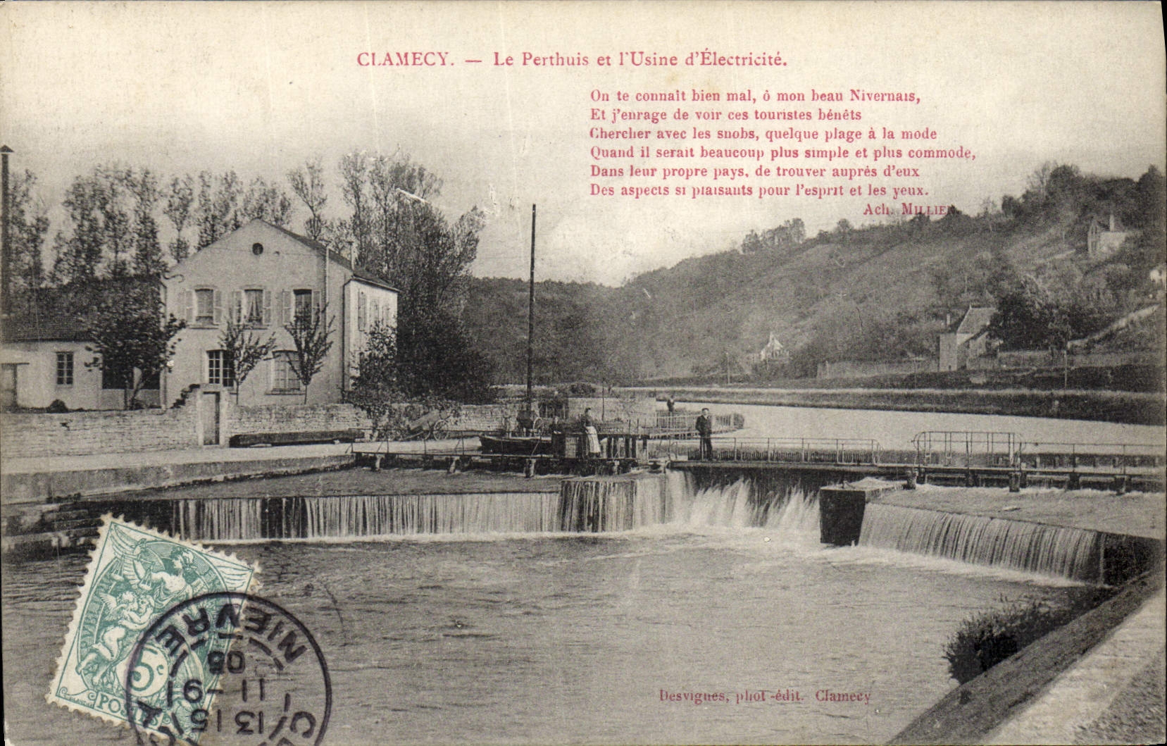 CPA Electricite Clamecy Le Perthuis et l'usine d'electricite