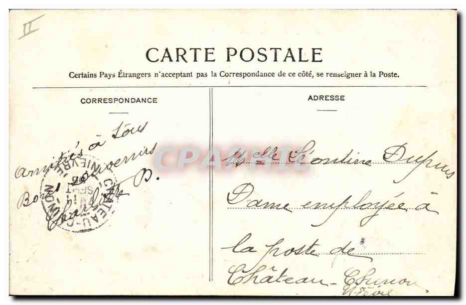 CPA Electricite Clamecy Le Perthuis et l'usine d'electricite — Verso