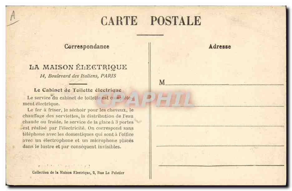 Cabinet de Toilette Électrique — La Maison Électrique, 2, Rue Le Peletier, PARIS — Reverso
