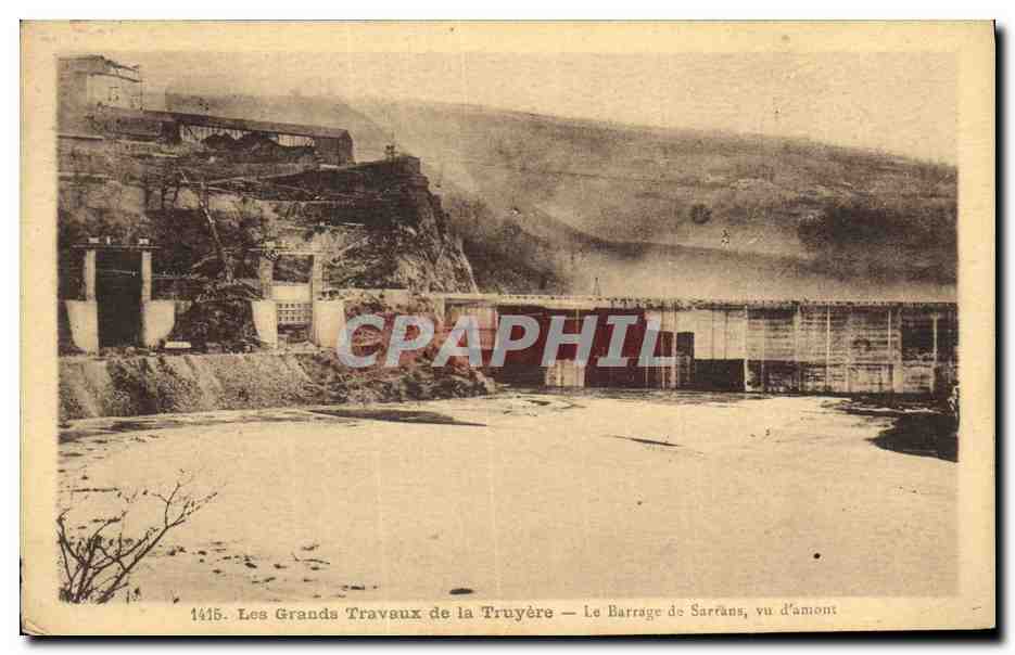 CPA Electricite Les grands travaux de la Truyere Le barrage de Sarrans vu d'amont