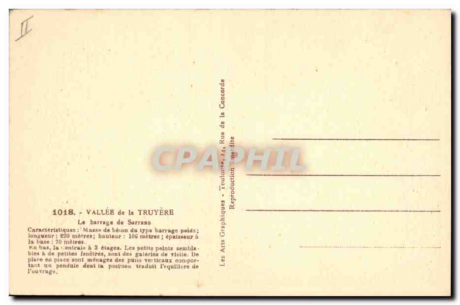 CPA Electricite Vallee de la Truyere Le barrage de Sarrans — Verso