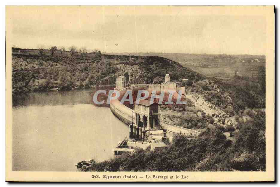 CPA Electricite Eguzon Le barrage et le lac 